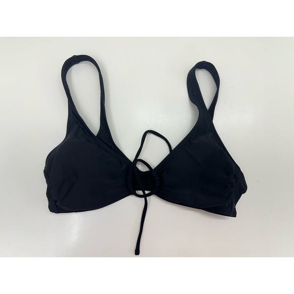 Xhilaration Womens Swimsuit Bikini Top Size Large Black Front Tie Padded - Picture 1 of 8